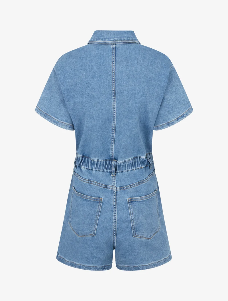 Jeans-Overall mit kurzen Ärmeln - Blau
