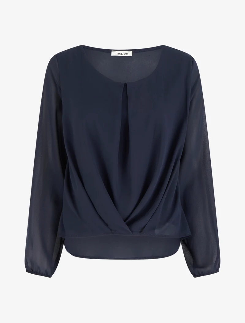 Bluse aus Voile mit Drapierungseffekt - Marine