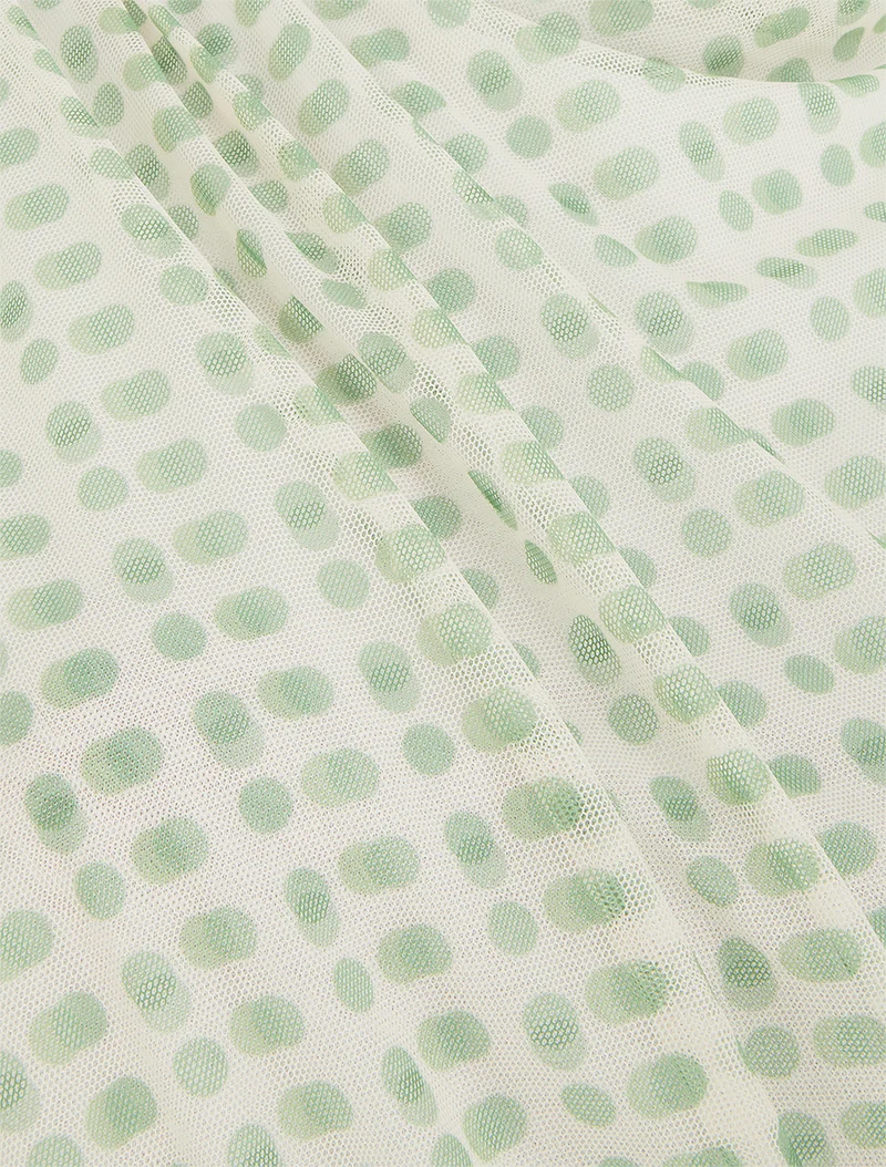 Ärmelloses Tupfen-Tüll-Top - Grün