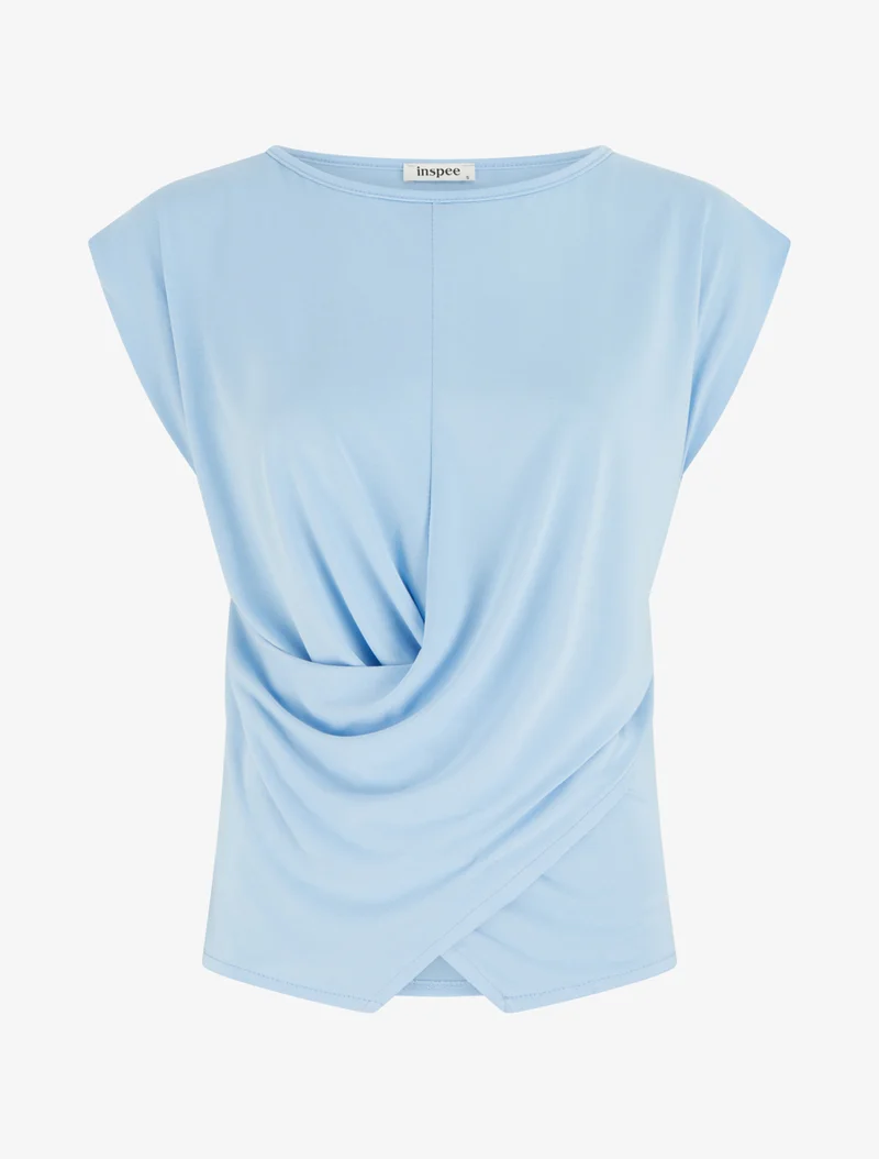 Ärmelloses, drapiertes Top. - Himmelblau