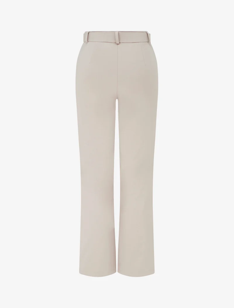 Gerade Hose mit Gürtel - Beige