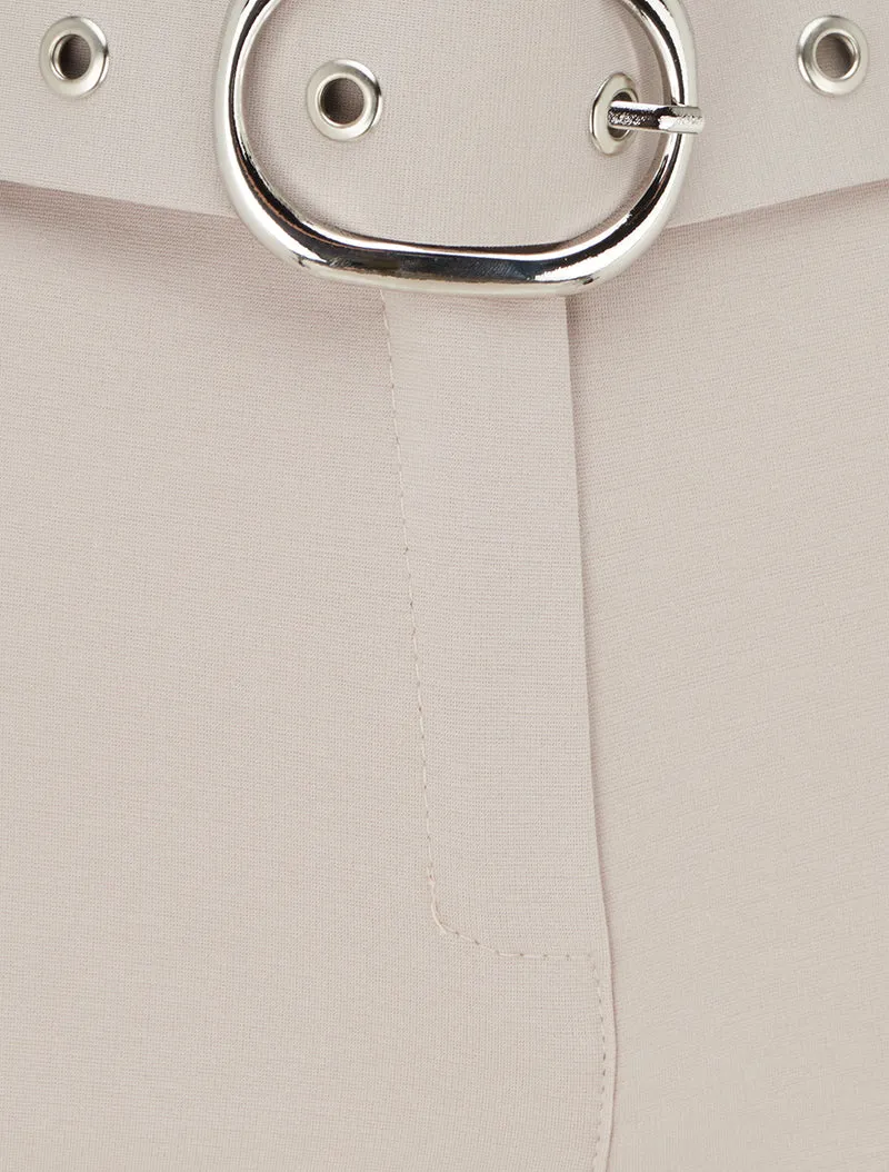 Gerade Hose mit Gürtel - Beige