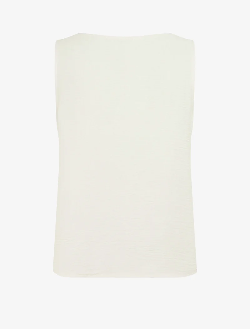 Ärmelloses Top mit Schmuckbesatz - Beige