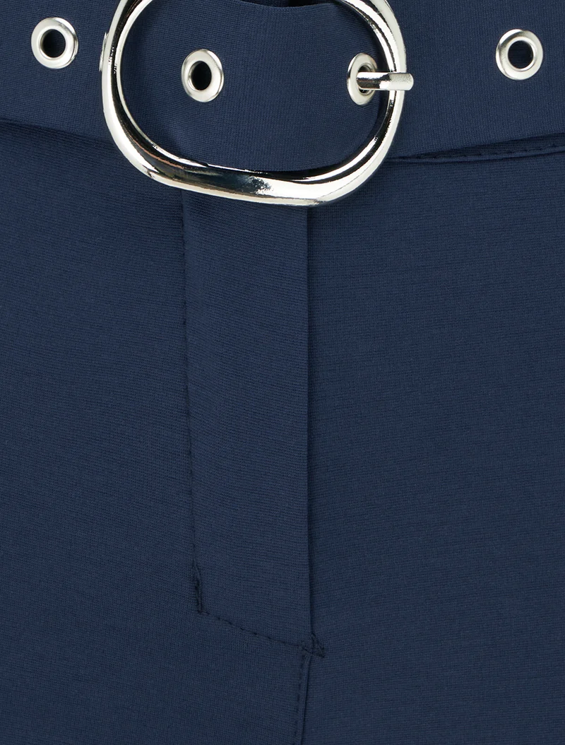 Gerade Hose mit Gürtel - Marine