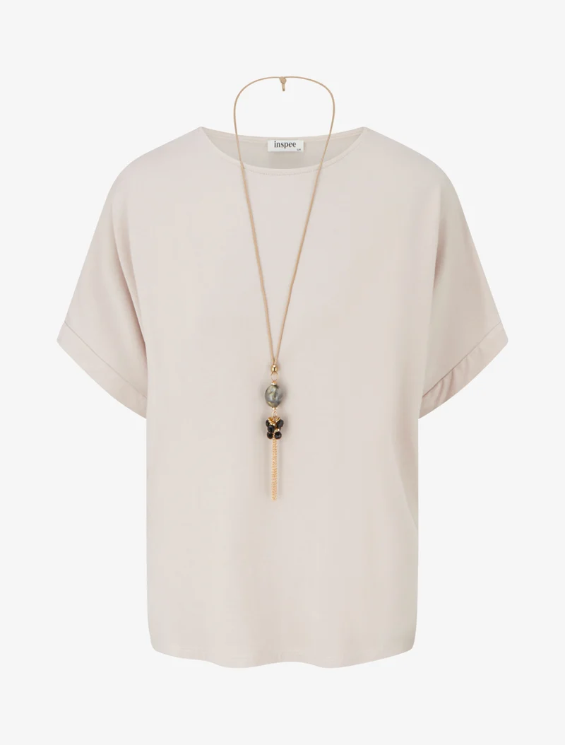 Kurzärmeliges Top - Beige