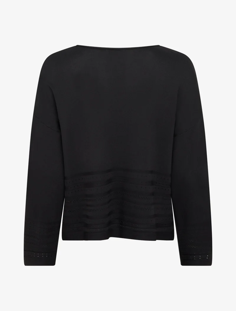 Mesh-Top mit Zierkanten oben rechts - Schwarz