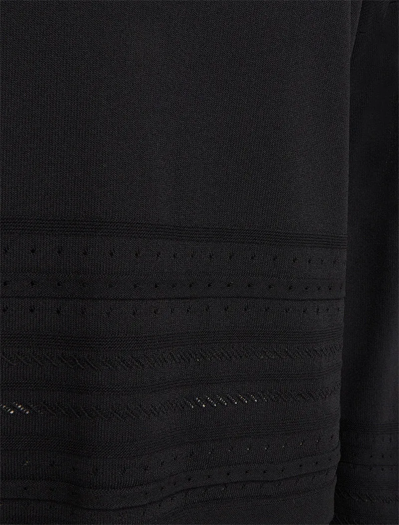 Mesh-Top mit Zierkanten oben rechts - Schwarz
