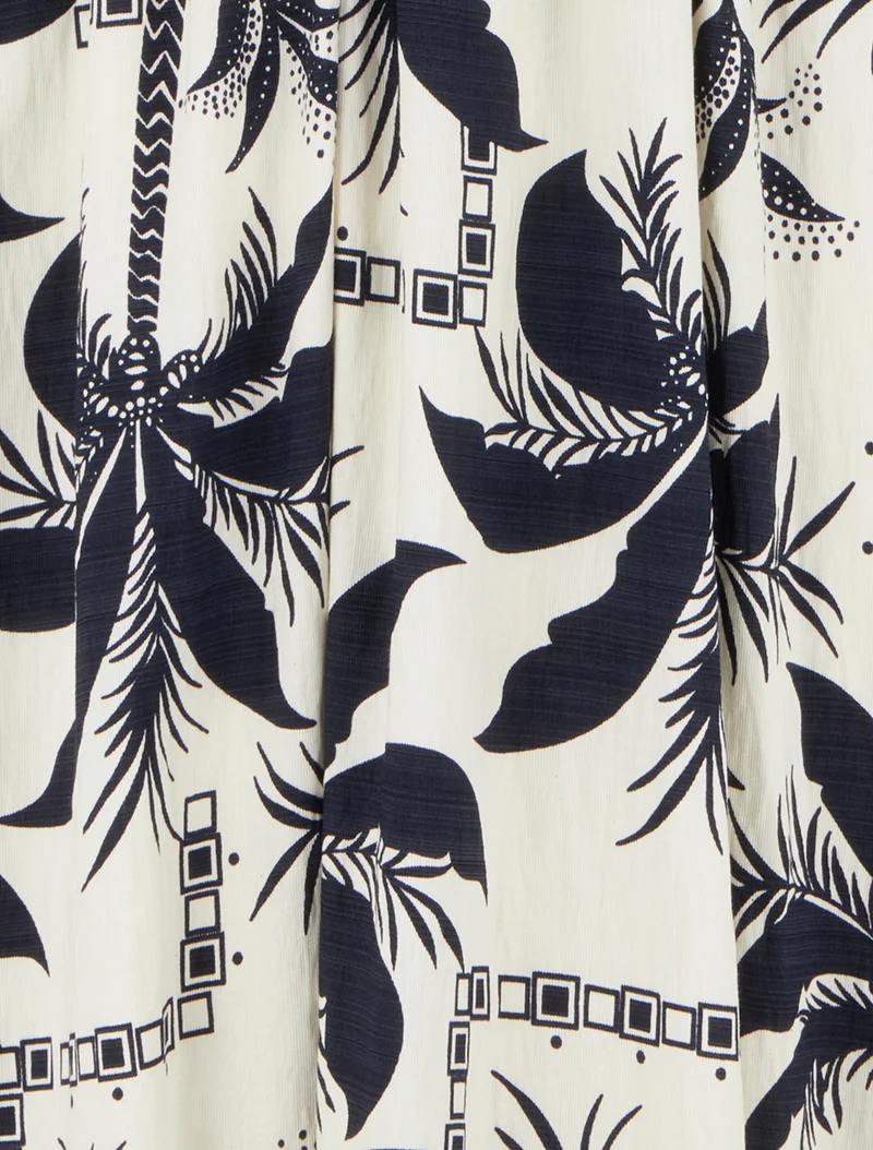 Langes Kleid mit Palmenmuster - Marine