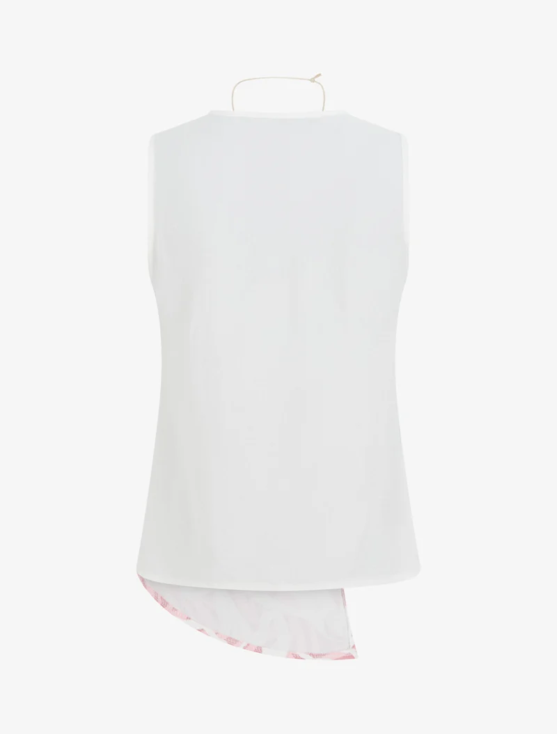 Ärmelloses asymmetrisches Top mit abstraktem Druck - Rose