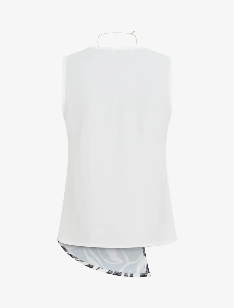 Ärmelloses asymmetrisches Top mit abstraktem Druck - Schwarz