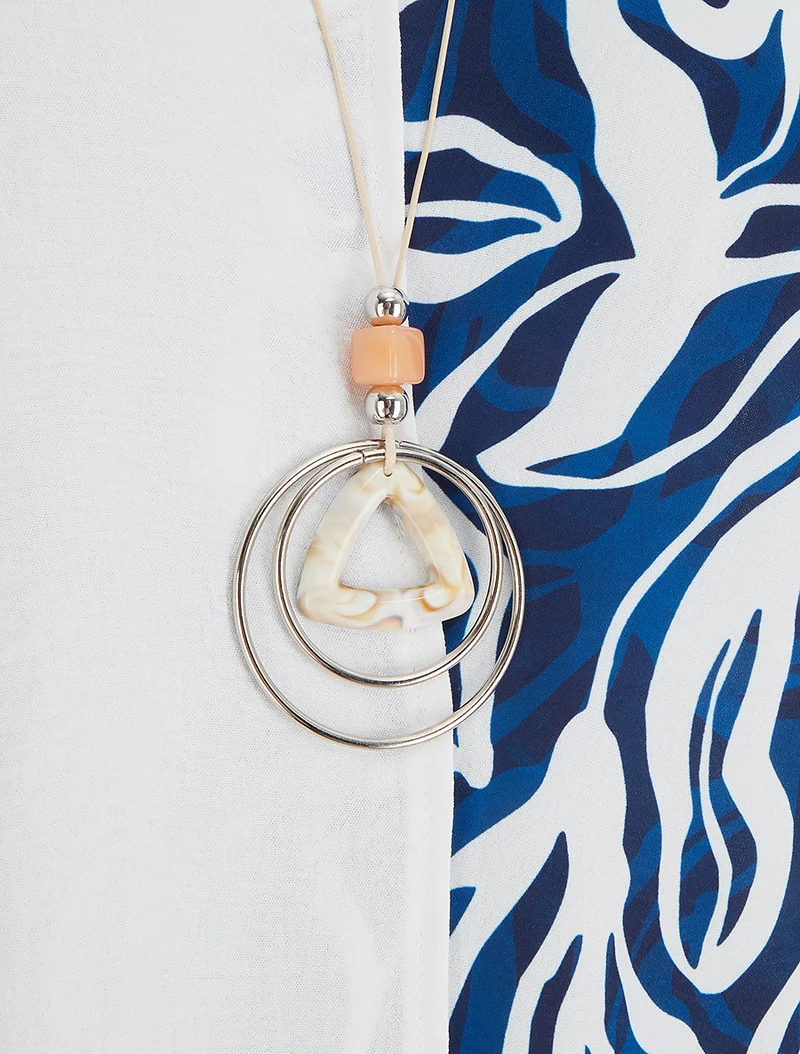 Ärmelloses asymmetrisches Top mit abstraktem Druck - Marine
