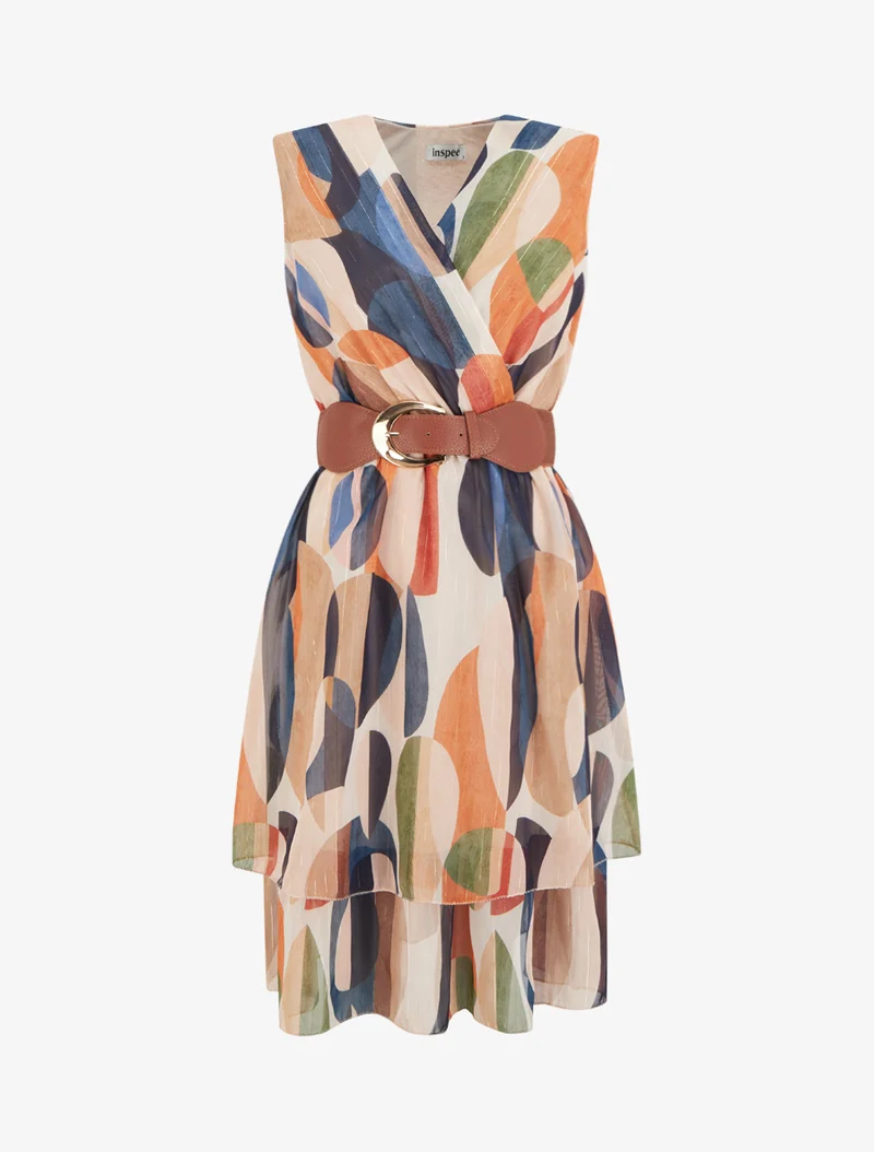 Ärmelloses Skaterkleid mit Fantasiemuster - Marine