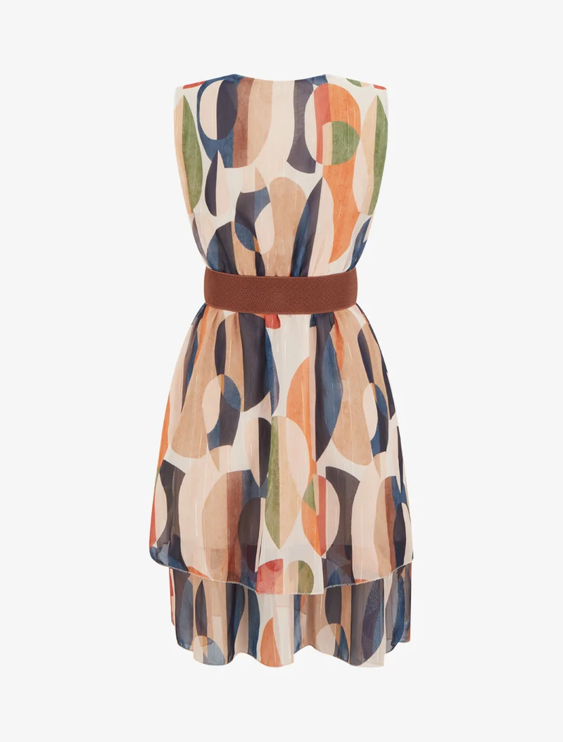 Ärmelloses Skaterkleid mit Fantasiemuster - Marine