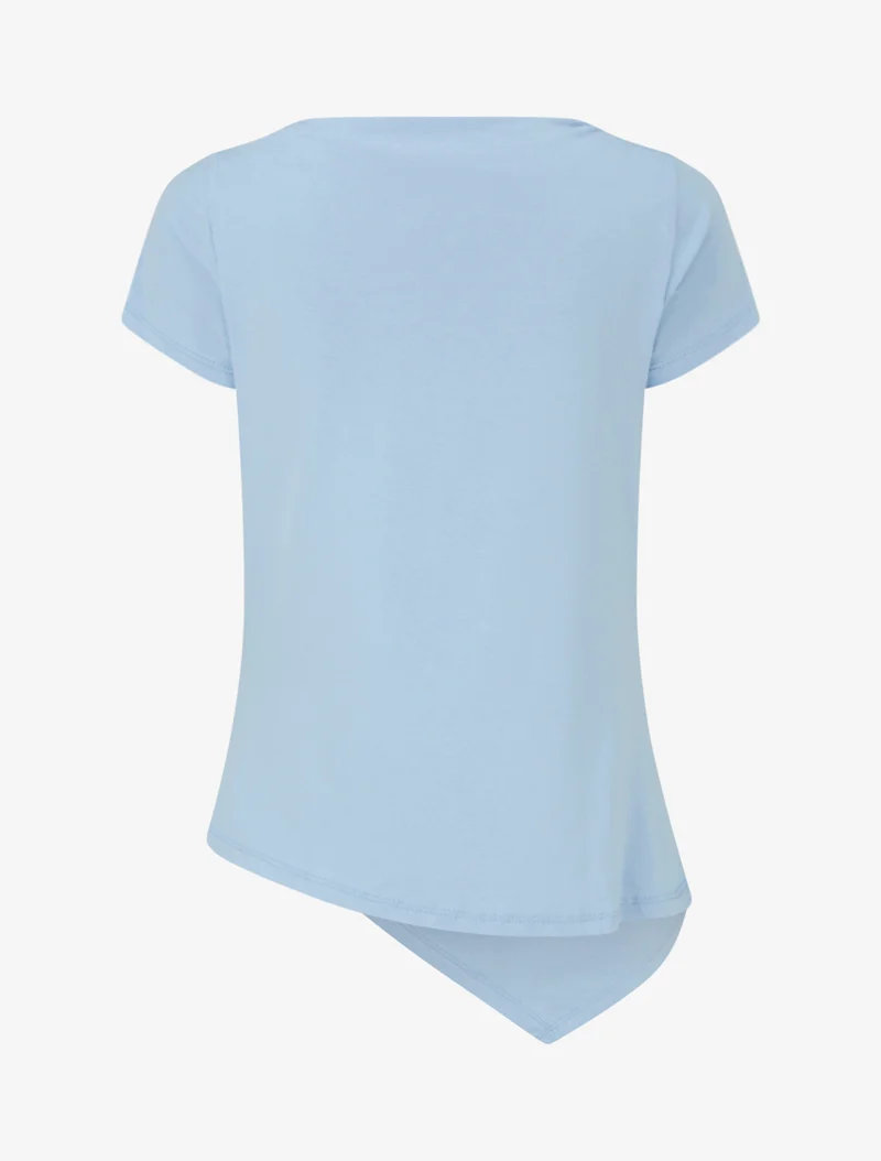 Asymmetrisches Oberteil mit kurzen Ärmeln - Himmelblau