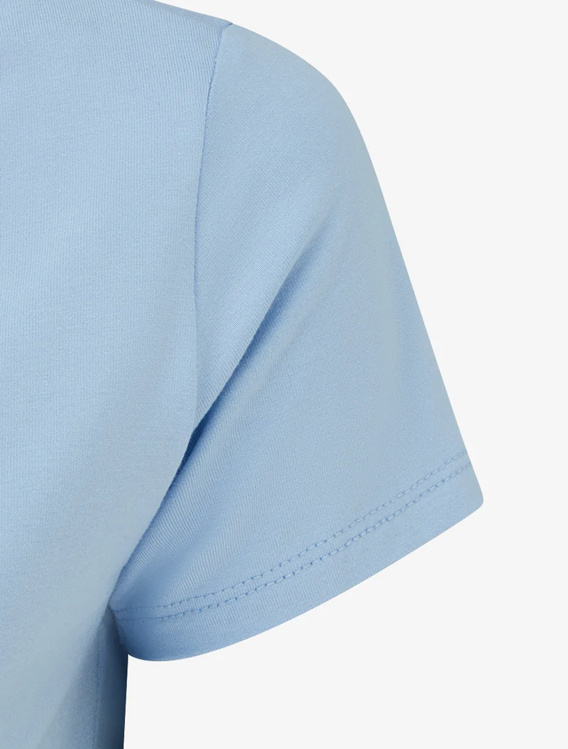 Asymmetrisches Oberteil mit kurzen Ärmeln - Himmelblau