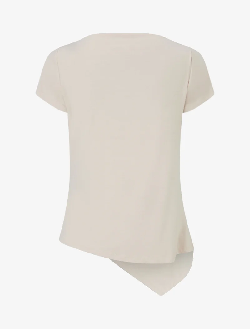 Asymmetrisches Oberteil mit kurzen Ärmeln - Beige
