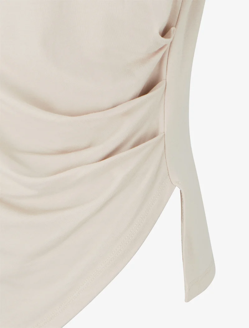 Asymmetrisches Oberteil mit kurzen Ärmeln - Beige