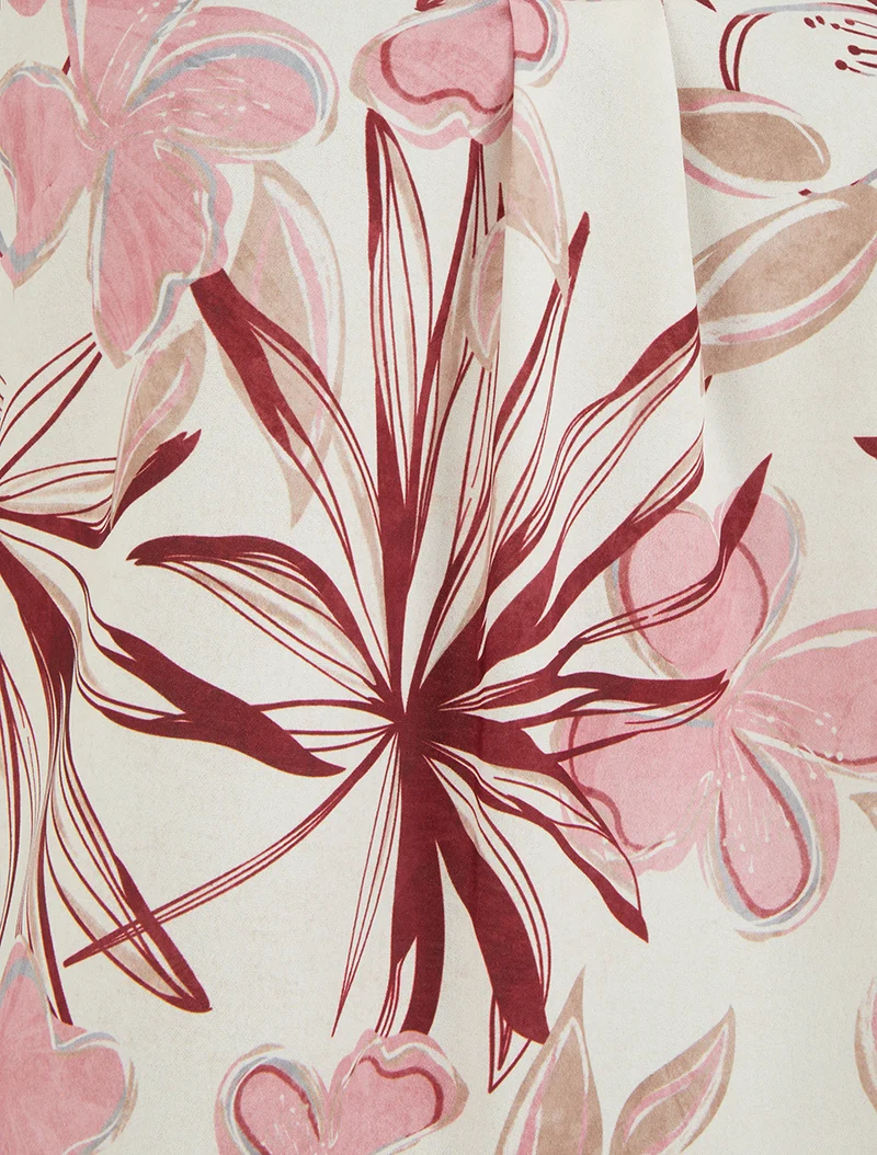 Ärmelloses Top mit Hibiskusdruck, rechteckig geschnitten - Rose