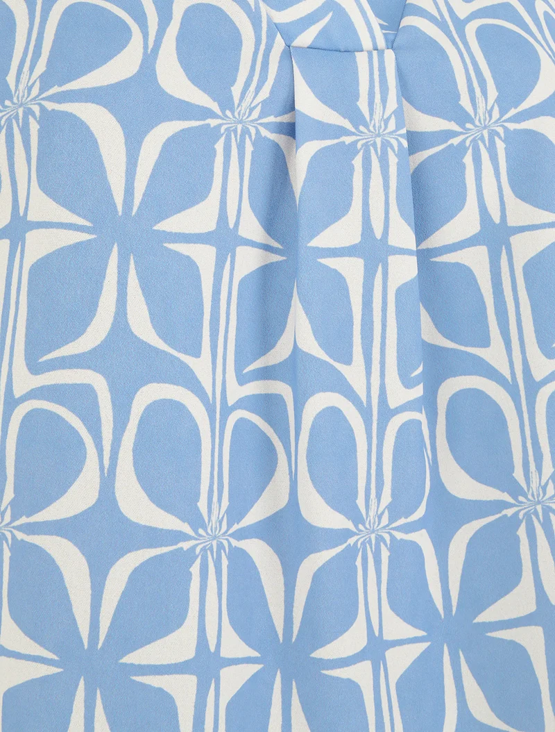 Grafisch bedrucktes ärmelloses Top rechts - Himmelblau