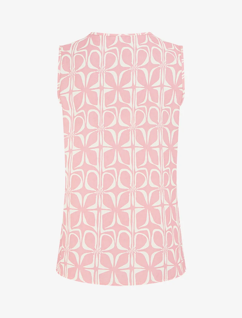 Grafisch bedrucktes ärmelloses Top rechts - Rose
