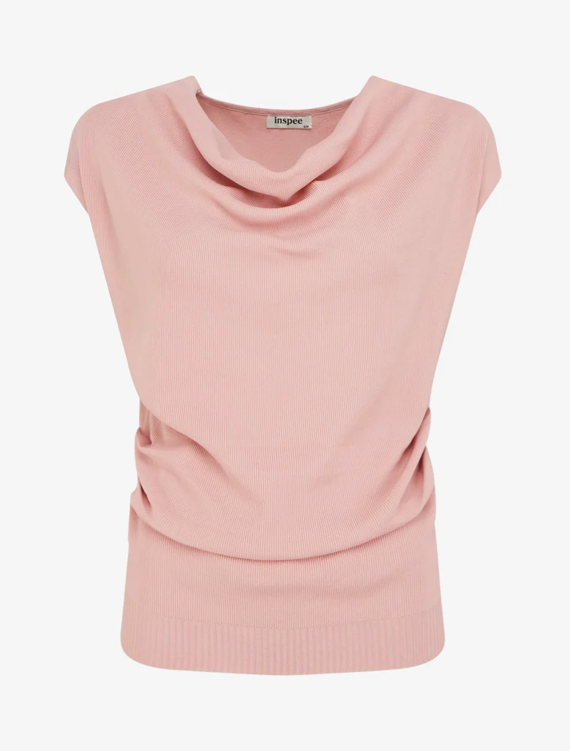 Ärmelloses Top mit Wasserfallausschnitt - Rose