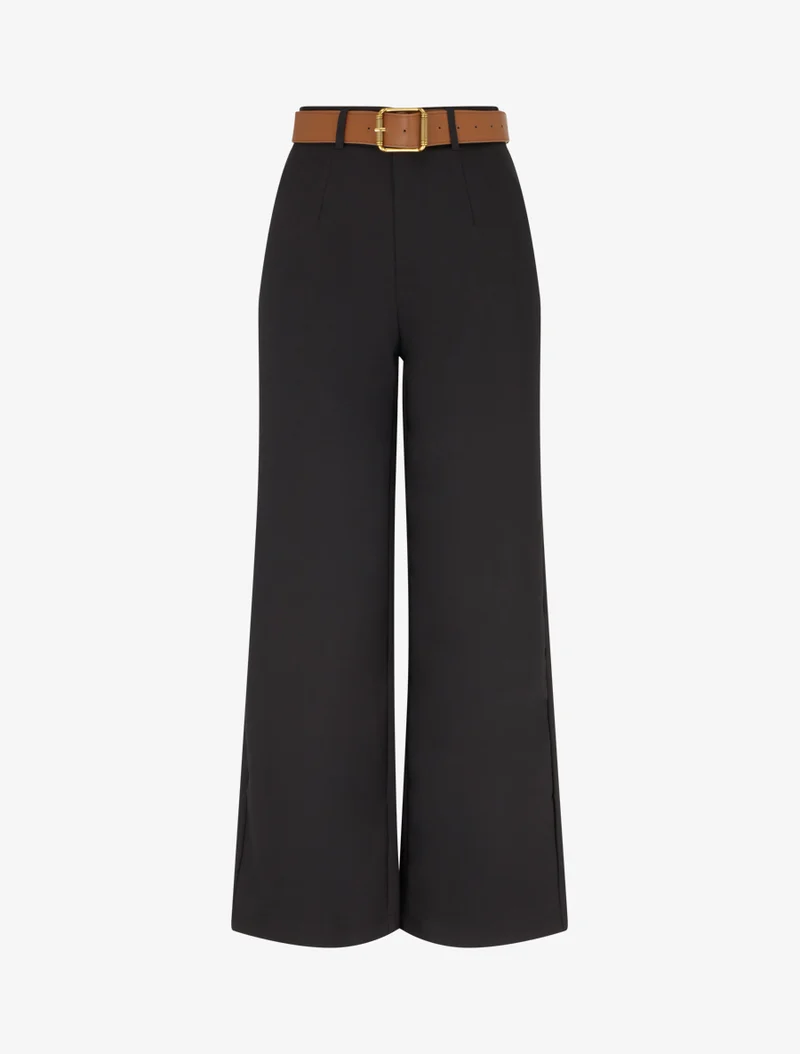 Hose mit hoher Taille und weitem Schnitt - Schwarz