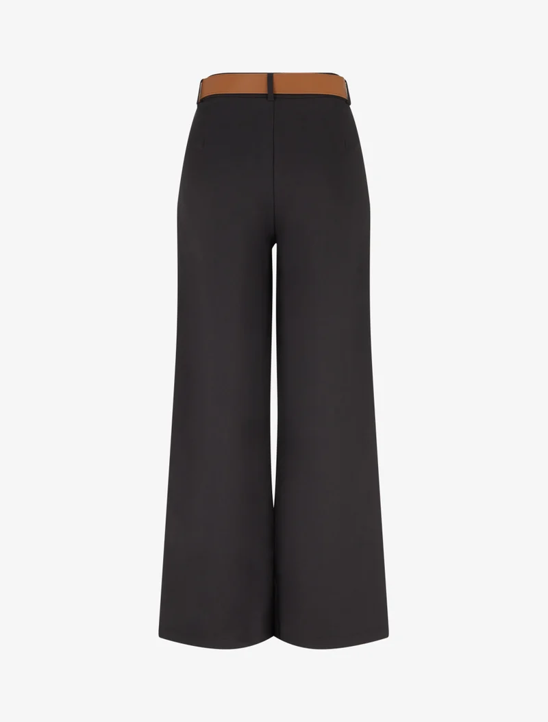 Hose mit hoher Taille und weitem Schnitt - Schwarz