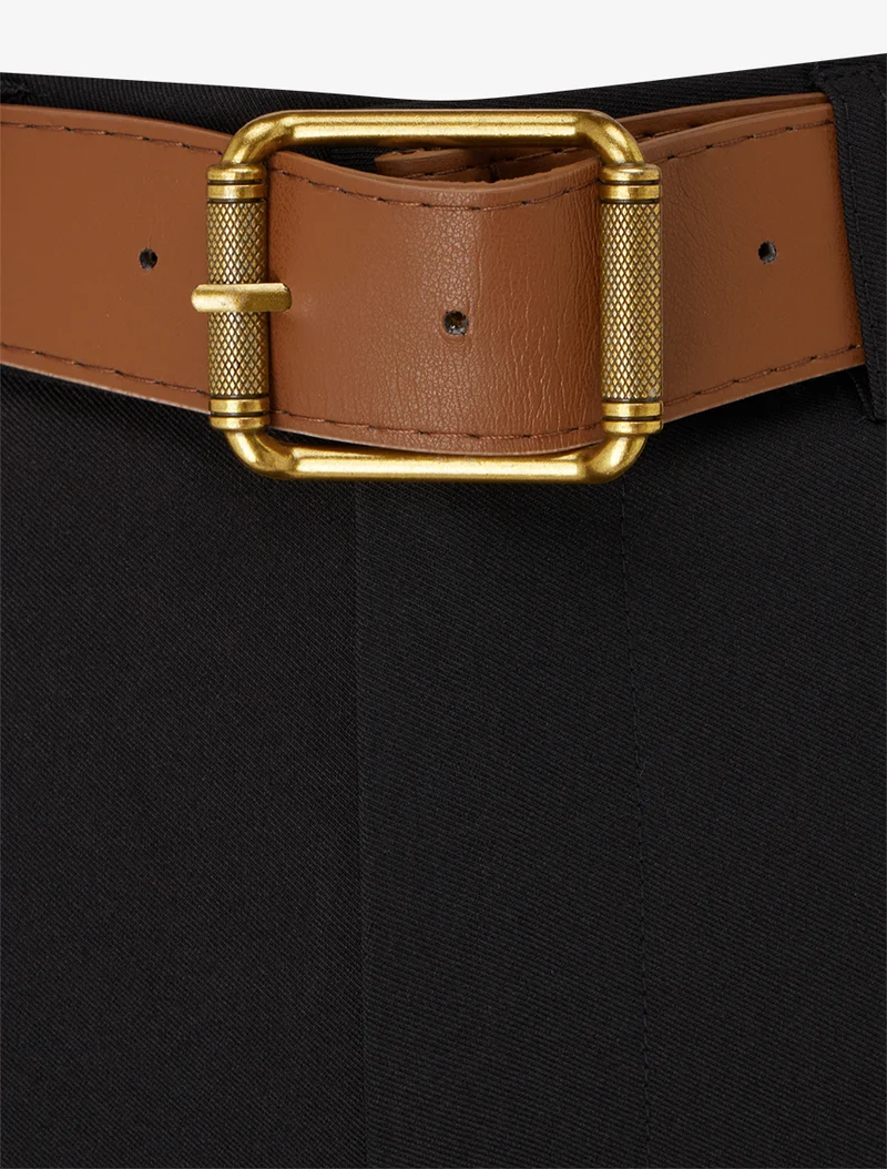 Hose mit hoher Taille und weitem Schnitt - Schwarz