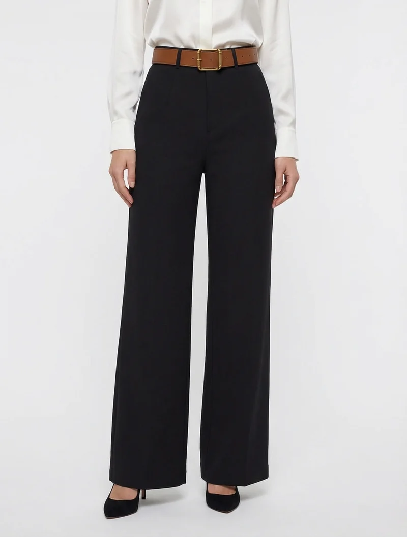 Hose mit hoher Taille und weitem Schnitt - Schwarz