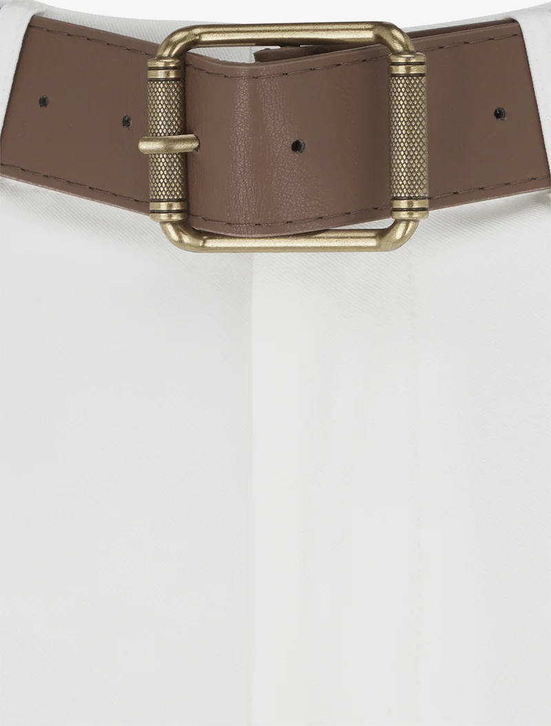 Hose mit hoher Taille und weitem Schnitt - Ecru