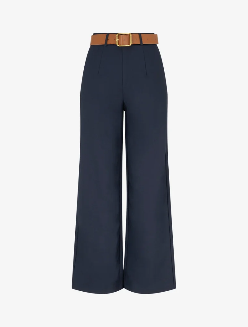 Hose mit hoher Taille und weitem Schnitt - Marine