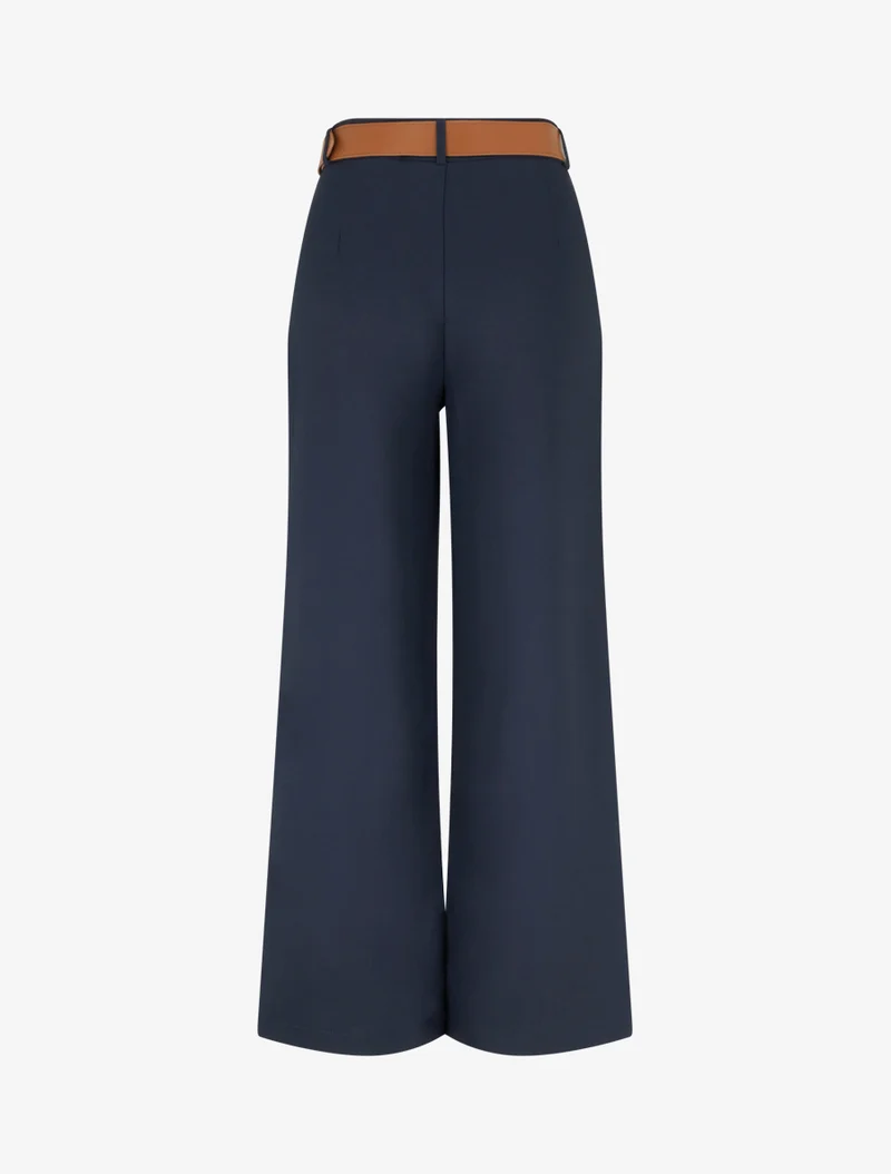 Hose mit hoher Taille und weitem Schnitt - Marine