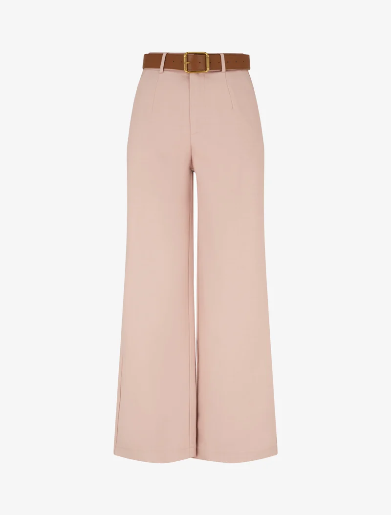 Hose mit hoher Taille und weitem Schnitt - Rose