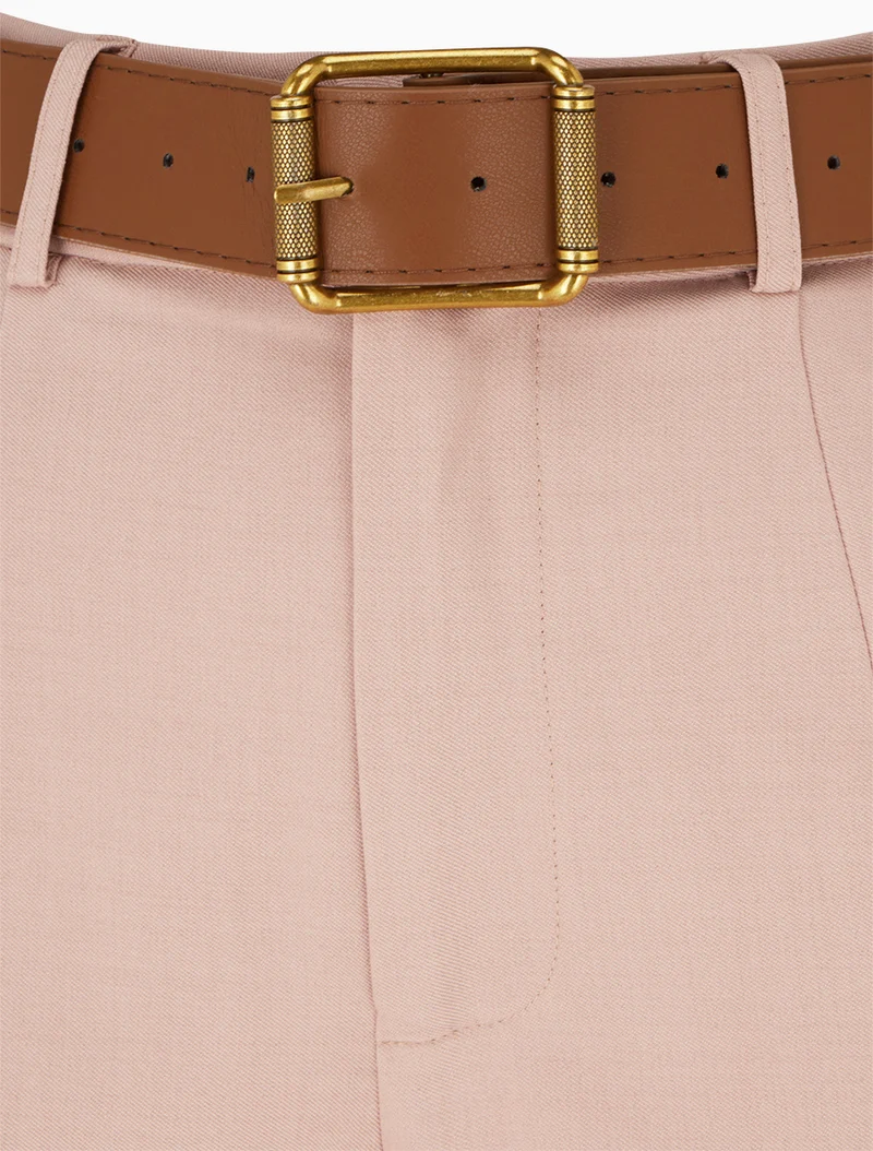 Hose mit hoher Taille und weitem Schnitt - Rose