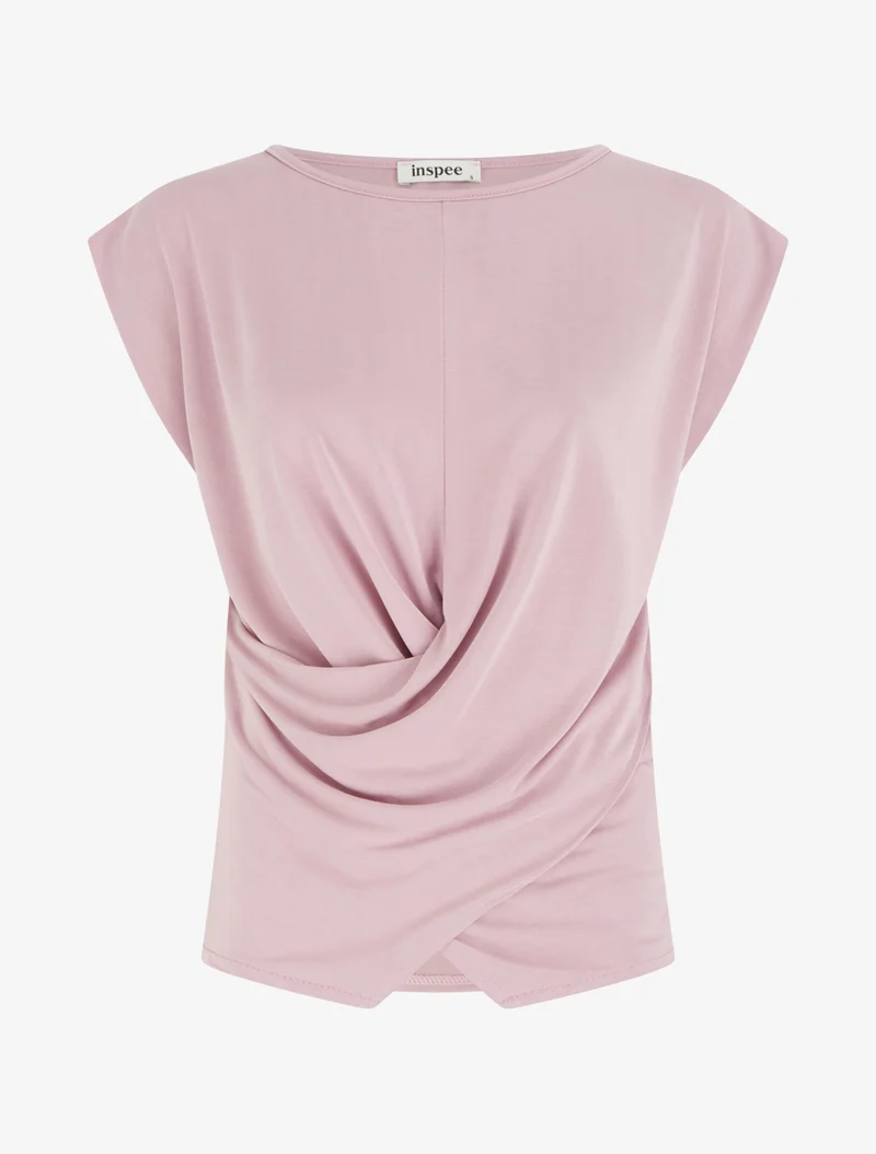 Ärmelloses, drapiertes Top. - Rose
