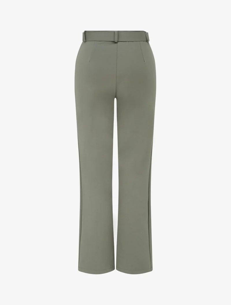 Gerade Hose mit Gürtel - Kaki