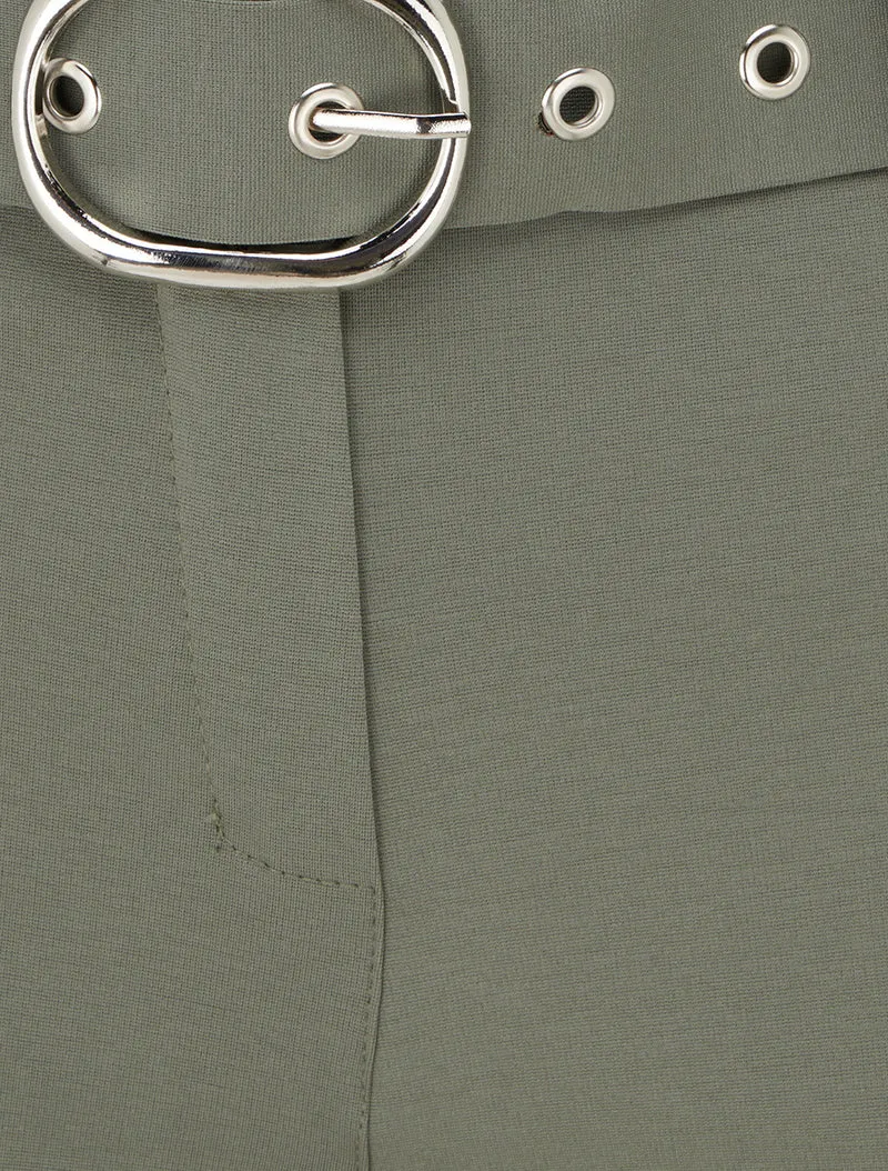 Gerade Hose mit Gürtel - Kaki