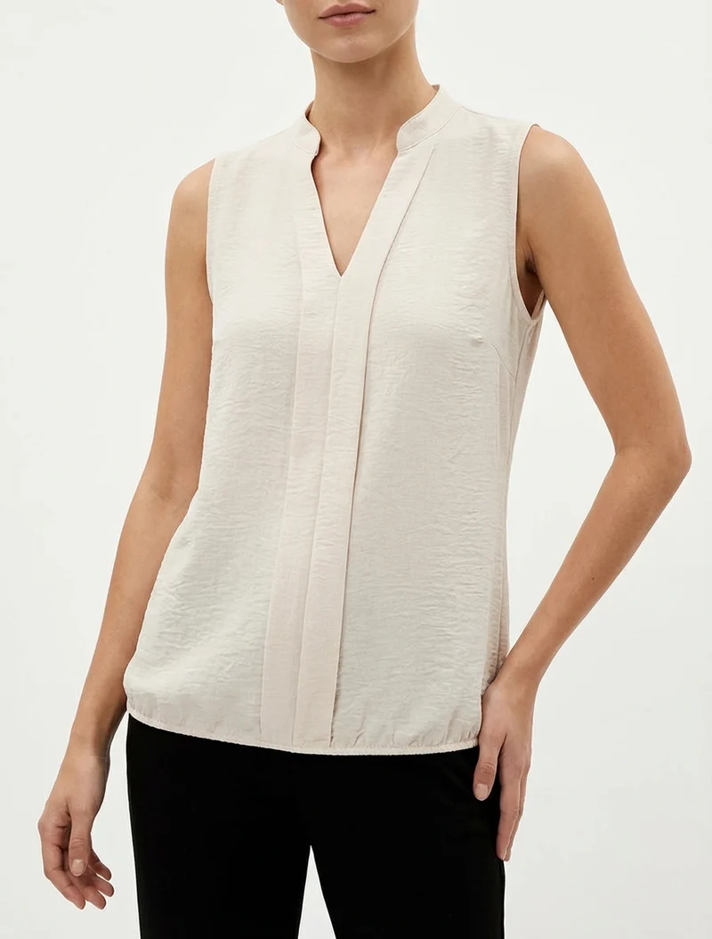 V-Ausschnitt Top - Beige