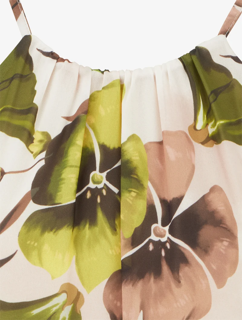 Florales Drucktop-Fluid - Grün