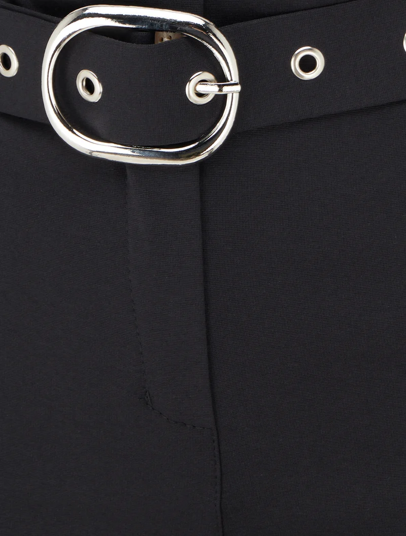 Gerade Hose mit Gürtel - Schwarz