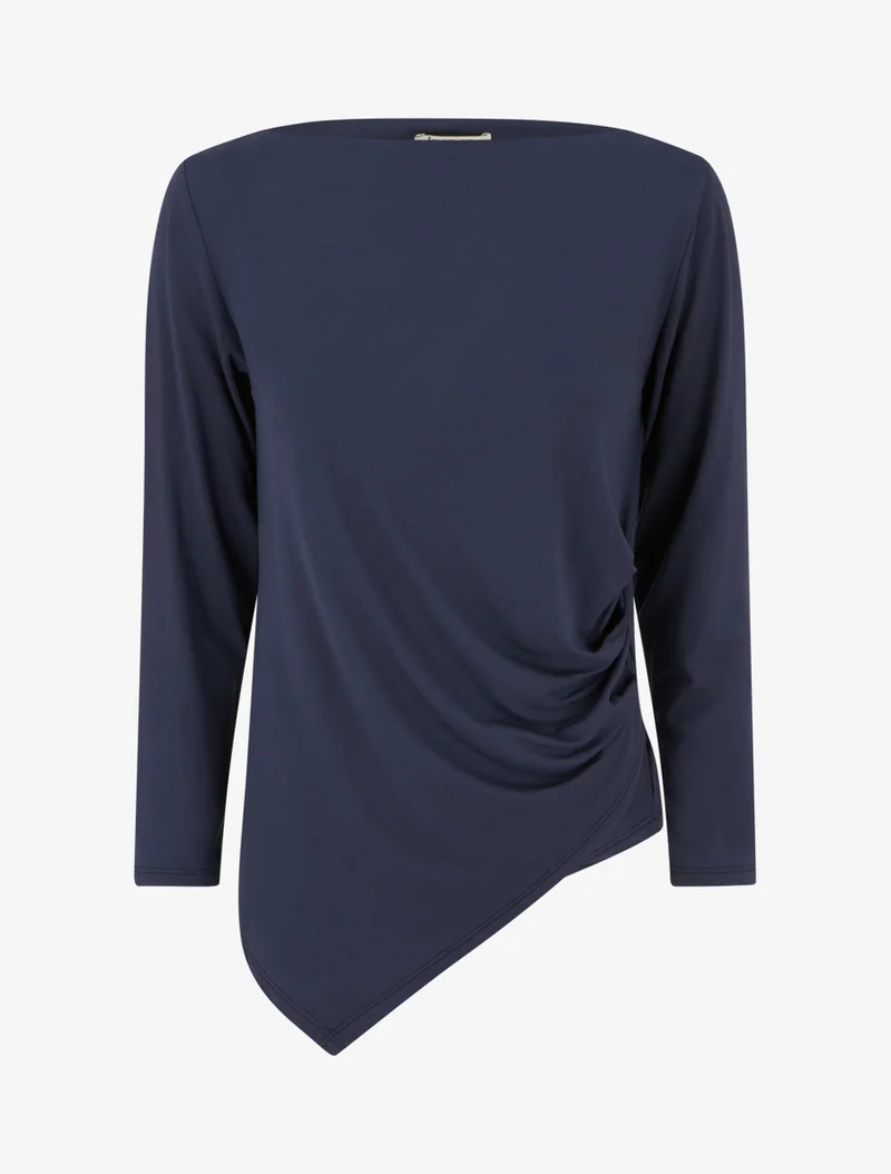Asymmetrisches Top mit Rundhalsausschnitt - Marine