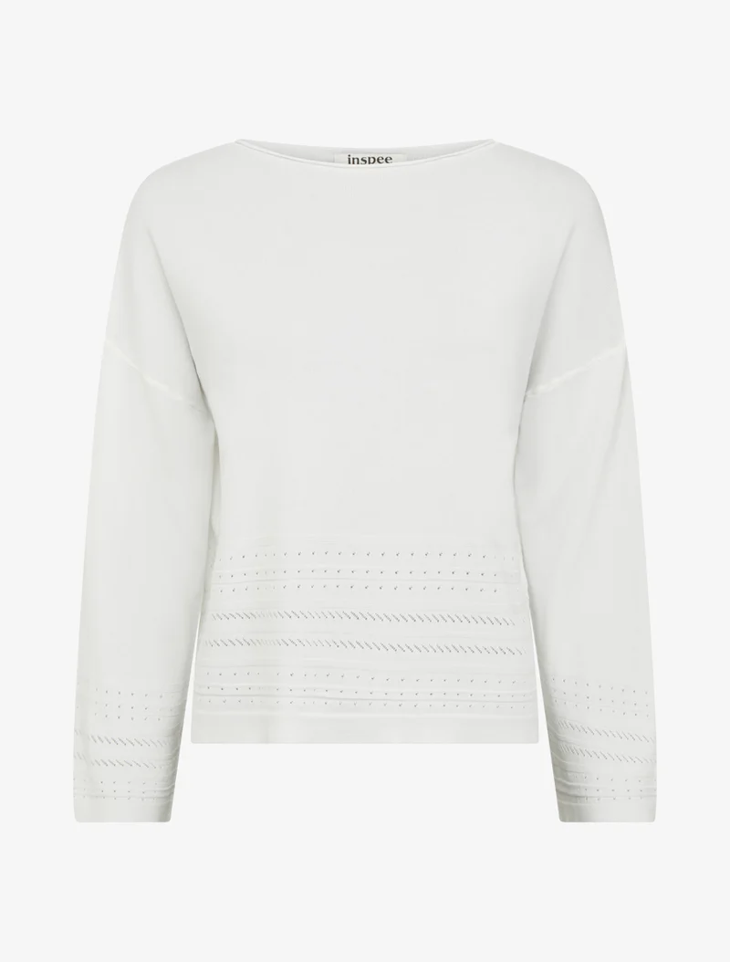 Mesh-Top mit Zierkanten oben rechts - Weiß