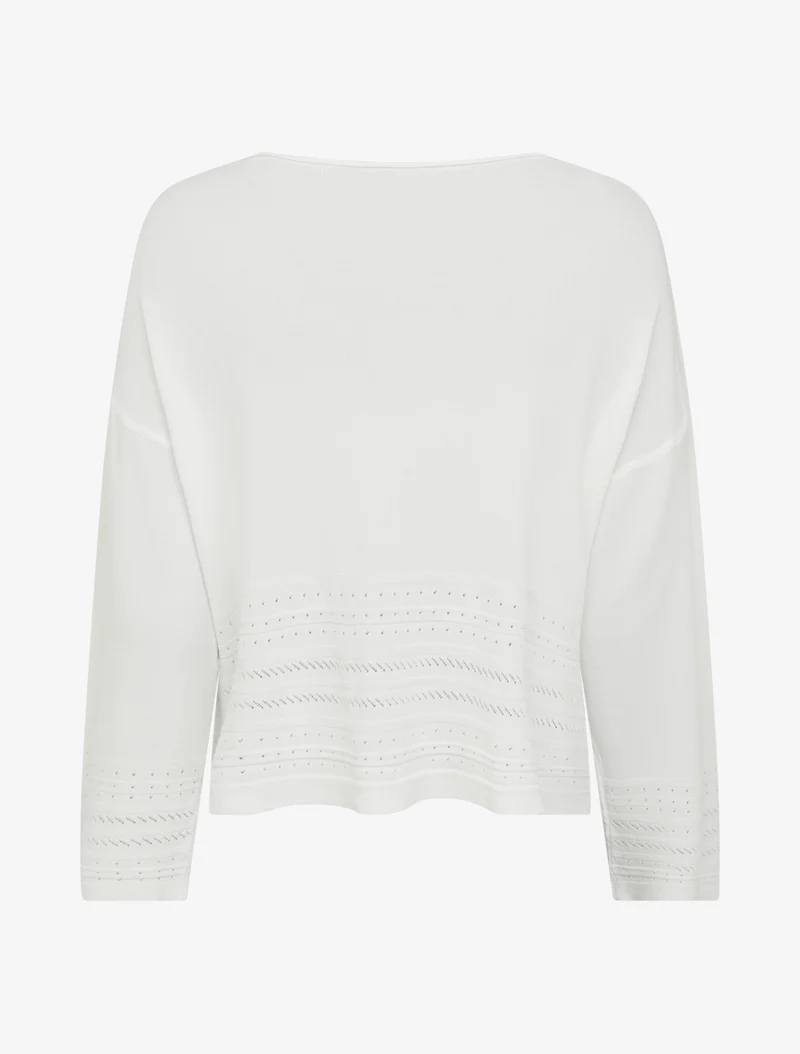Mesh-Top mit Zierkanten oben rechts - Weiß