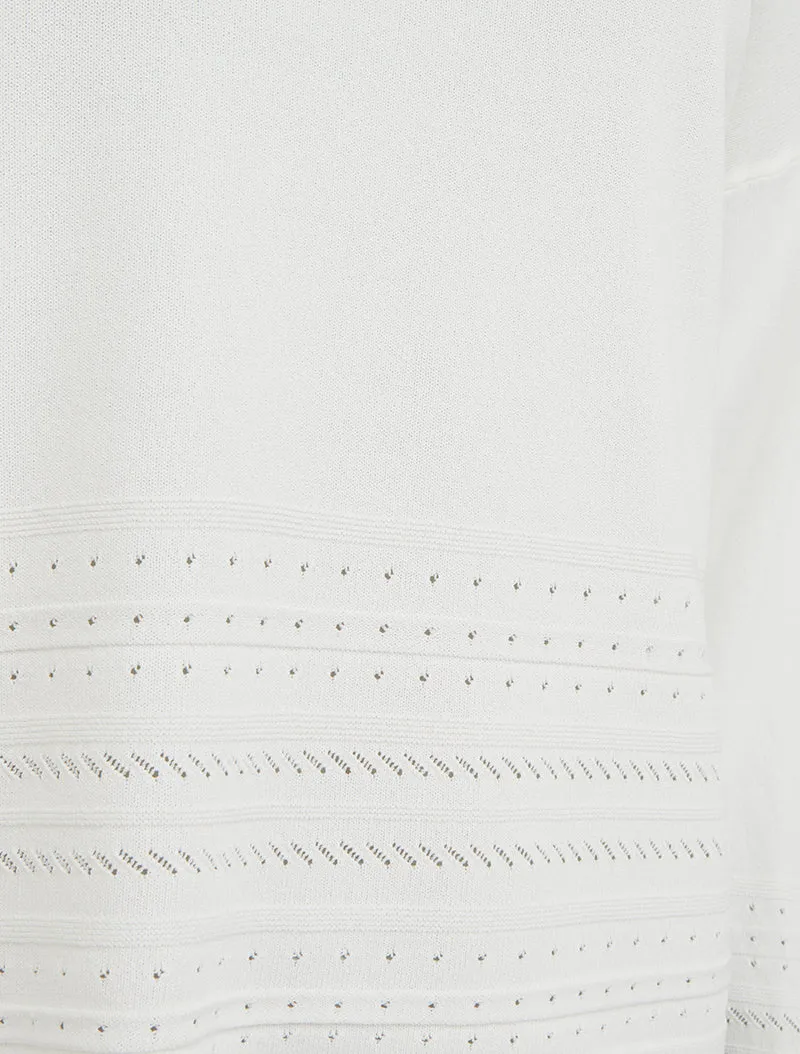 Mesh-Top mit Zierkanten oben rechts - Weiß