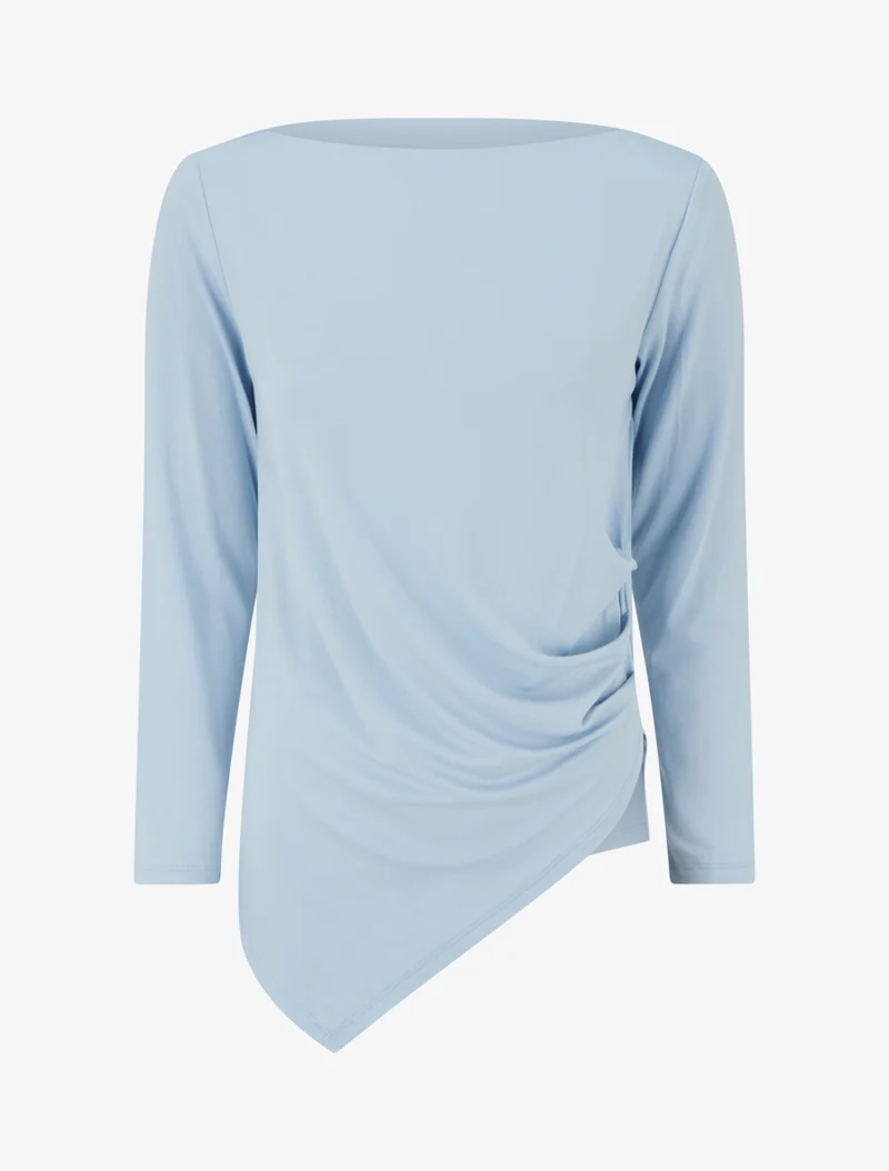 Asymmetrisches Top mit Rundhalsausschnitt - Himmelblau