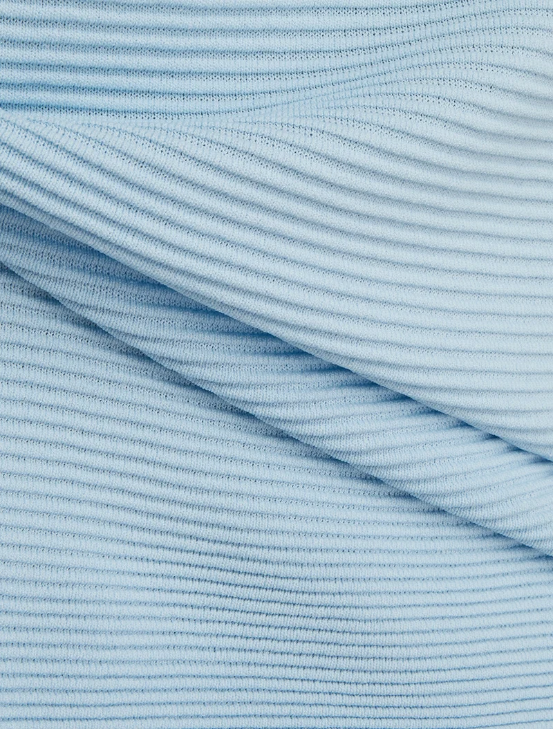 Texturiertes Top mit Rundhalsausschnitt - Himmelblau
