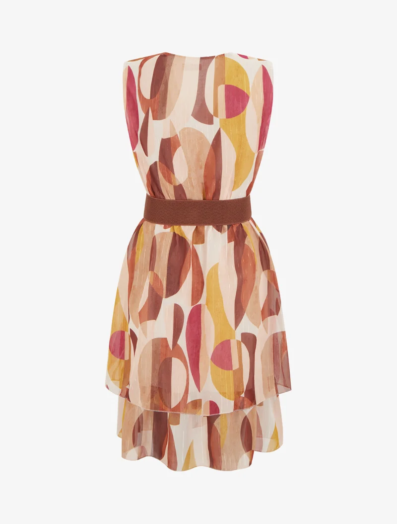 Ärmelloses Skaterkleid mit Fantasiemuster - Braun