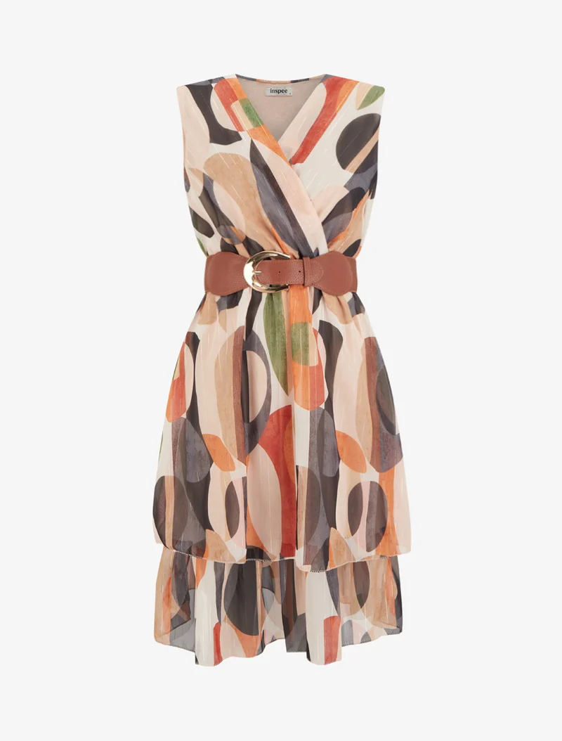 Ärmelloses Skaterkleid mit Fantasiemuster - Schwarz