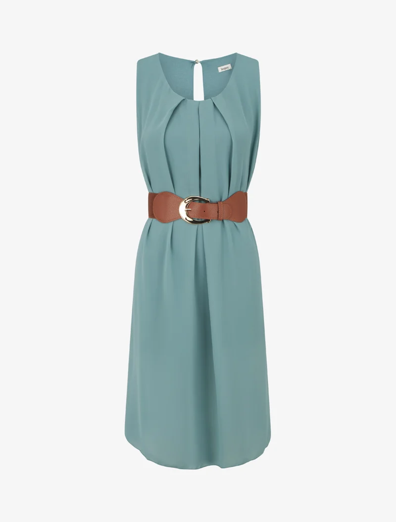 Ärmelloses Kleid aus einfarbigem Voile - Türkis