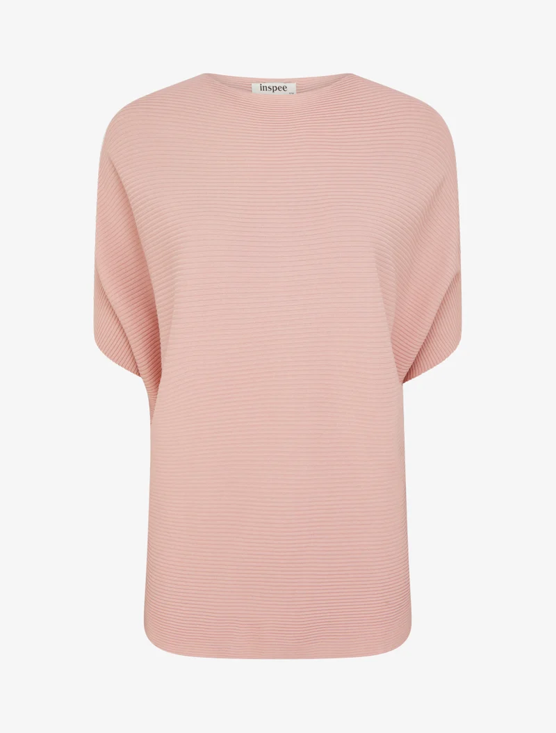 Texturiertes Oberteil mit kurzen Ärmeln - Rose